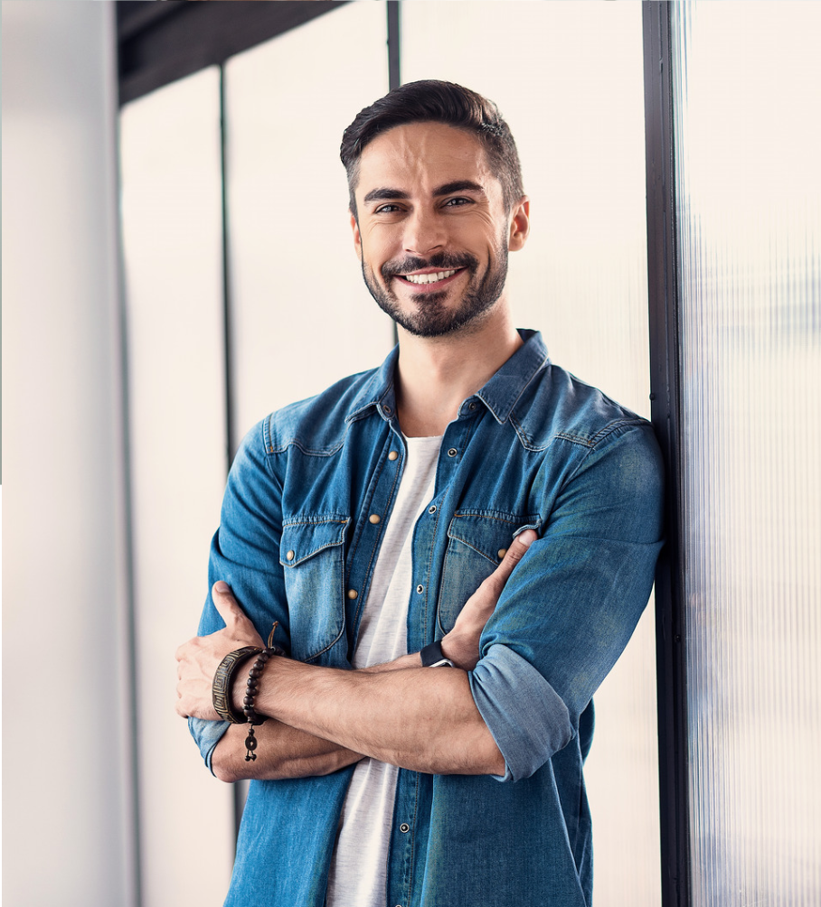 Man smiling during a coaching session