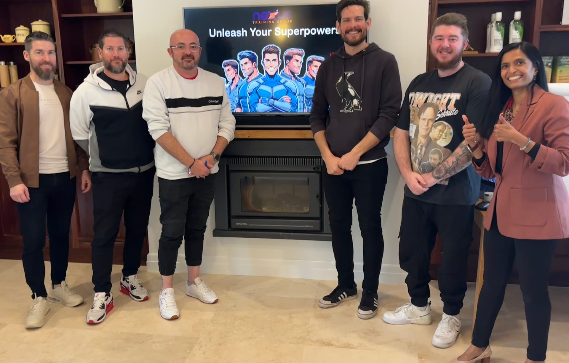 Usha speaking at a men's event